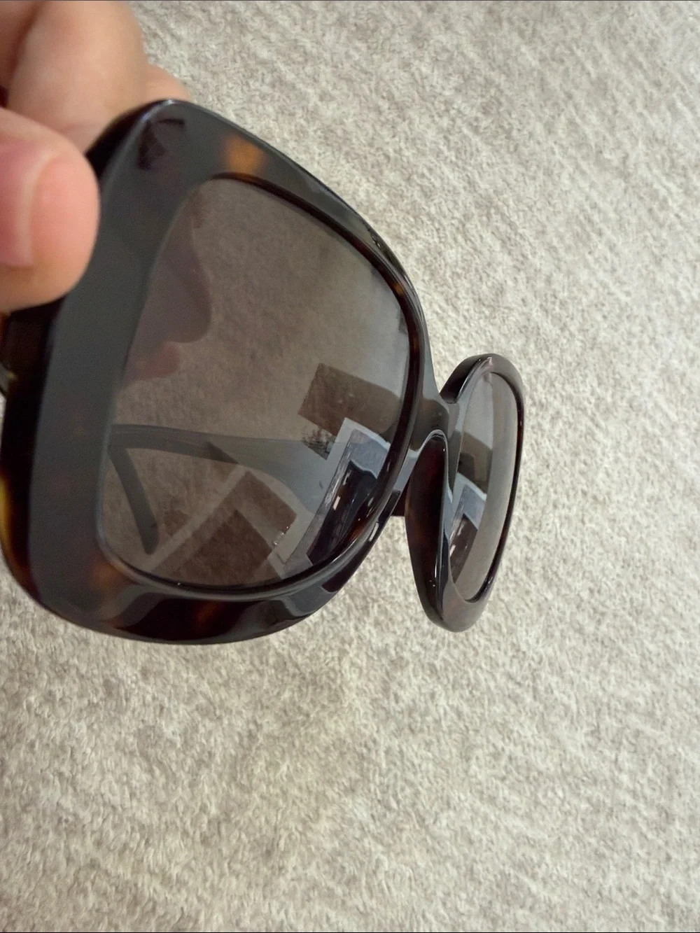 Dolce & Gabbana Oversized Tortoise Brown Sunglasses Gold DG Logo w/ Box & Case